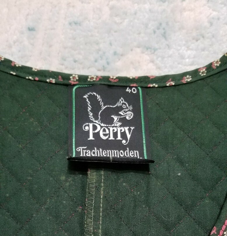 Vintage German Perry Trachtenmoden Quilted Oktoberfest Vest Pewter Buttons S