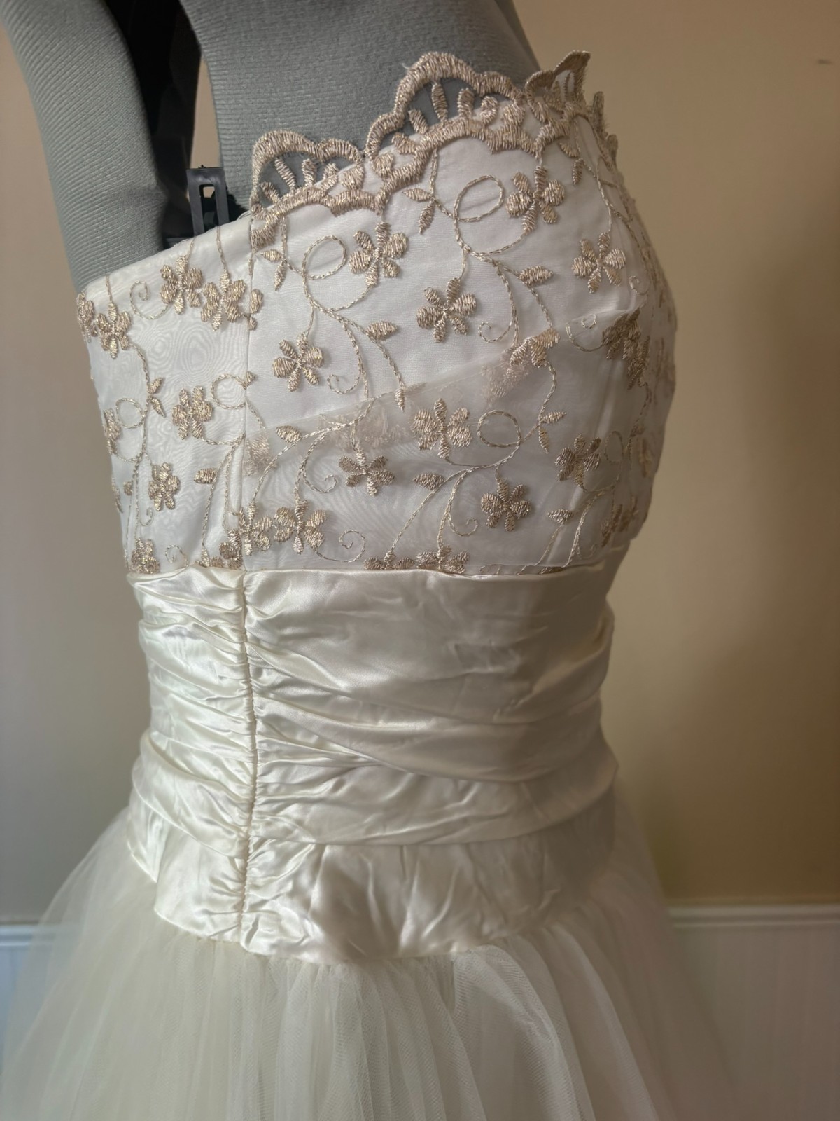 Vintage 1980s Jessica McClintock Gunne Sax White Strapless Princess – Size 9/10