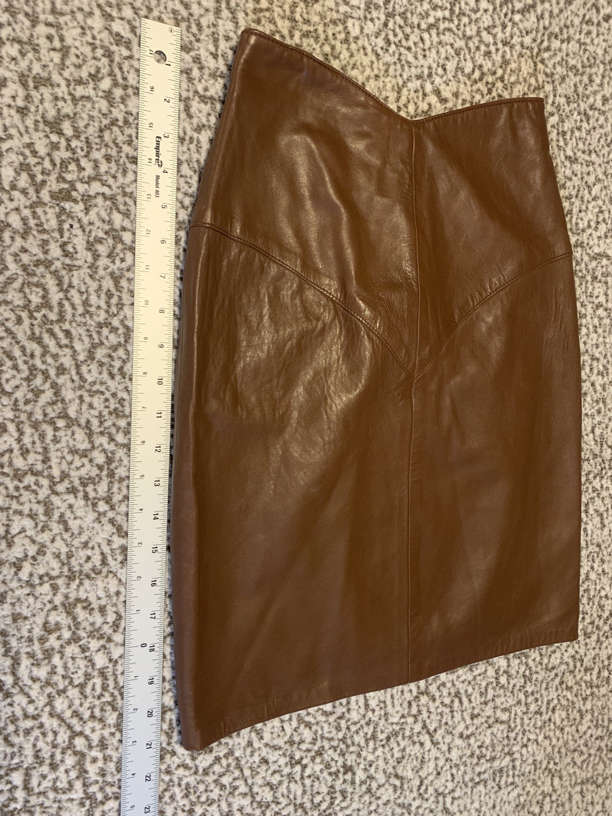 Vakko Size 2 Woman’s Vintage Brown Genuine Leather Pencil Skirt High Waist Midi