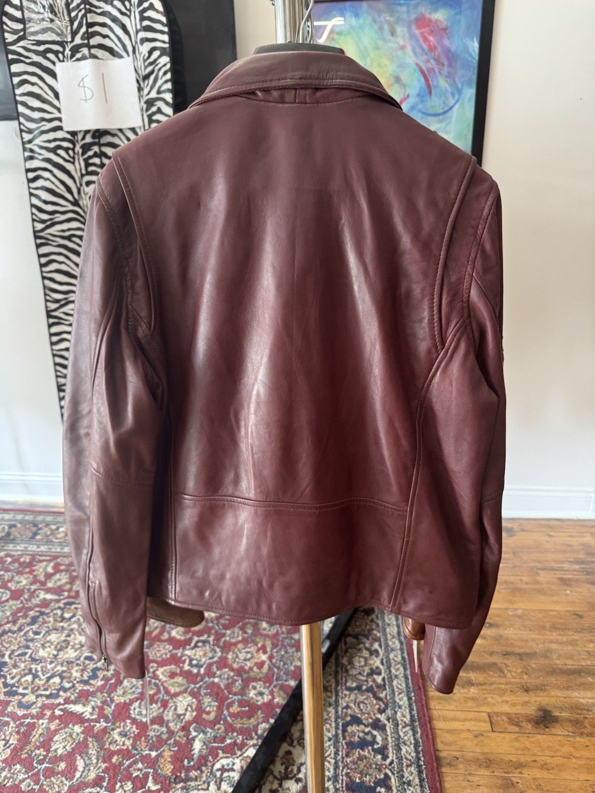 Whet Blu Burgundy Women’s Leather Zip Jacket – Size XL