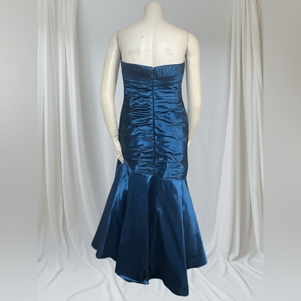 Rina di Montella Teal Strapless Beaded Mermaid Gown