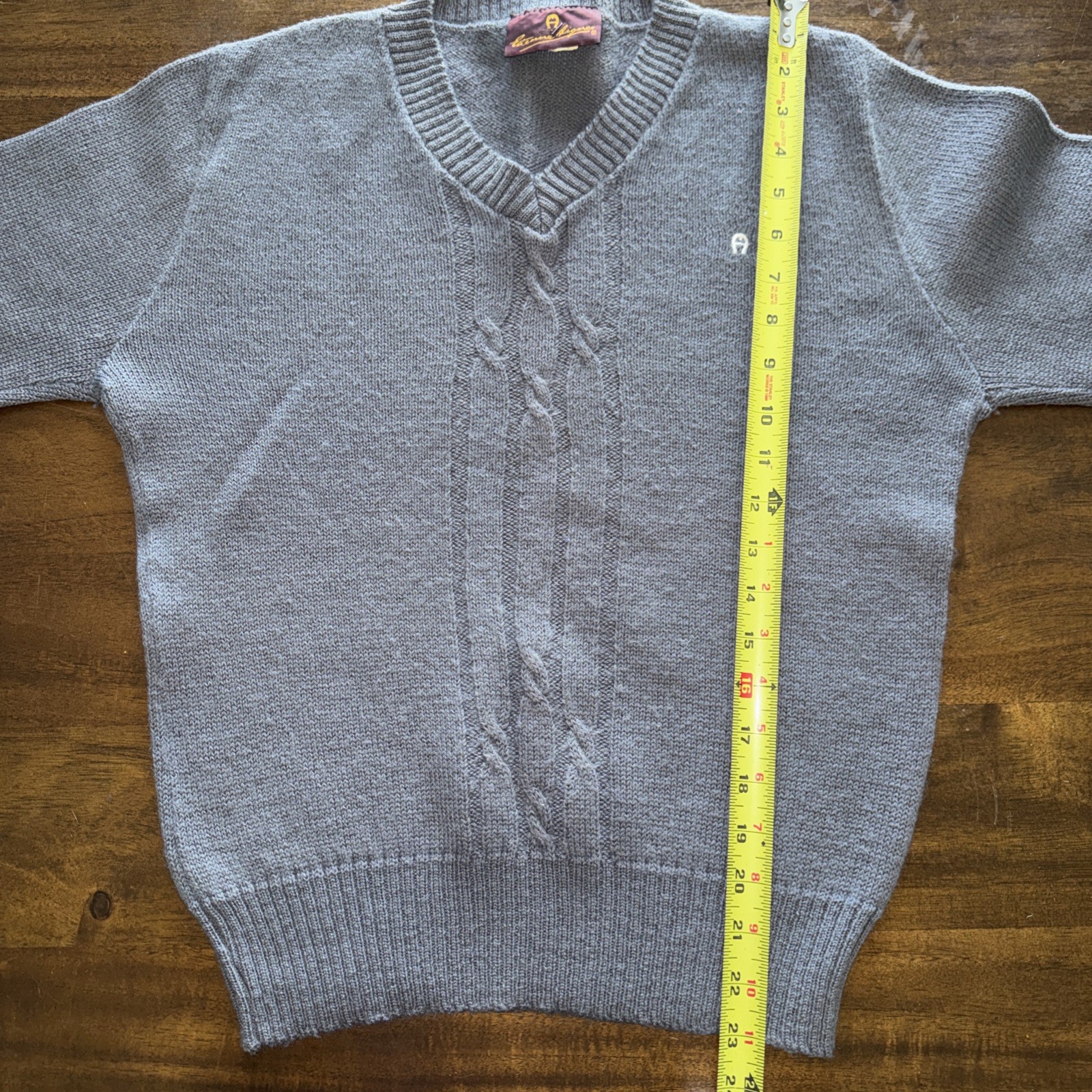Vintage 70s ETIENNE AIGNER Womens M Wool Sweater Union Tag USA Made Cable Knit