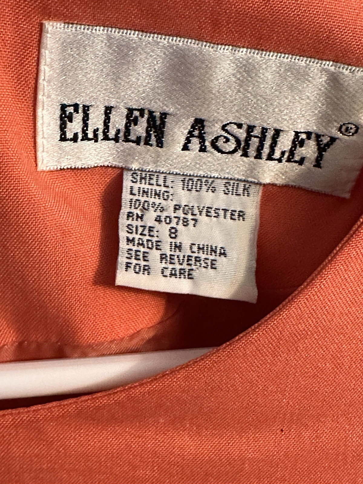 Ellen Ashley Polyester Silk Lining Salmon Dress Size 8 Vintage