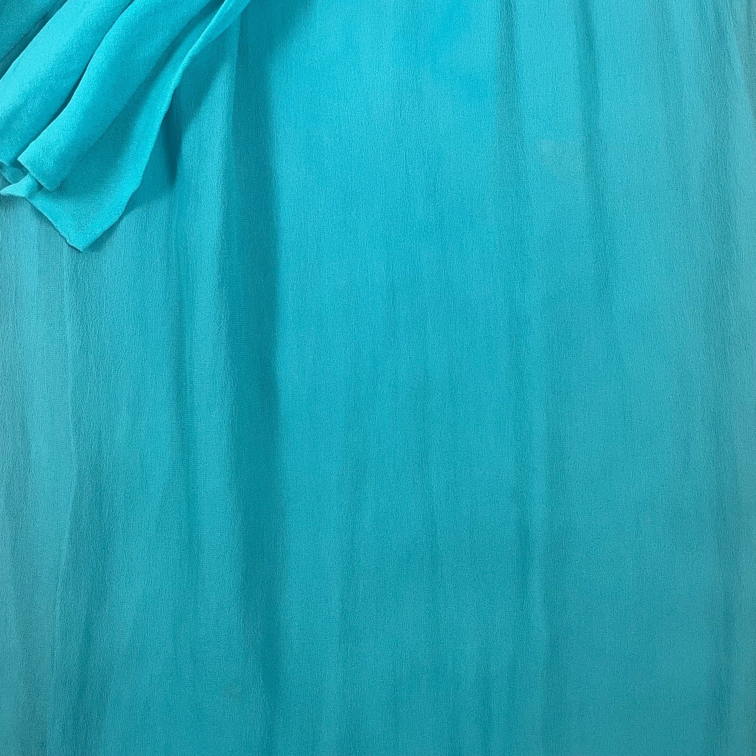 Vintage 50s 60s Anita Modes Couture Turquoise Blue Chiffon Capelet Tie Dress XXS