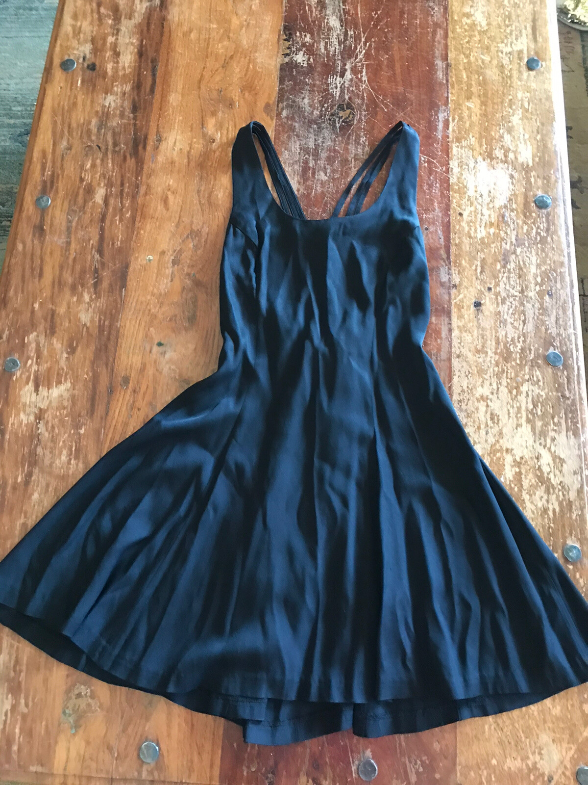 vtg 90s Alyn Paige black mini dress criss cross back design classic style
