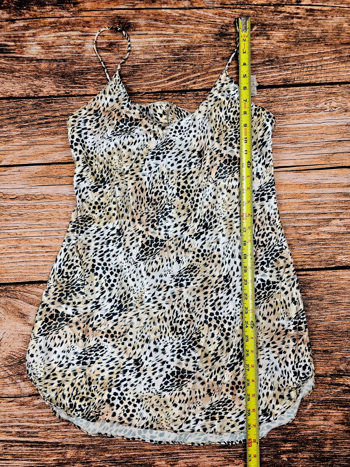 VTG Circa 2000 Women L 2Pcs Set Animal Leopard Satin Lingerie Night Gown USA NWT