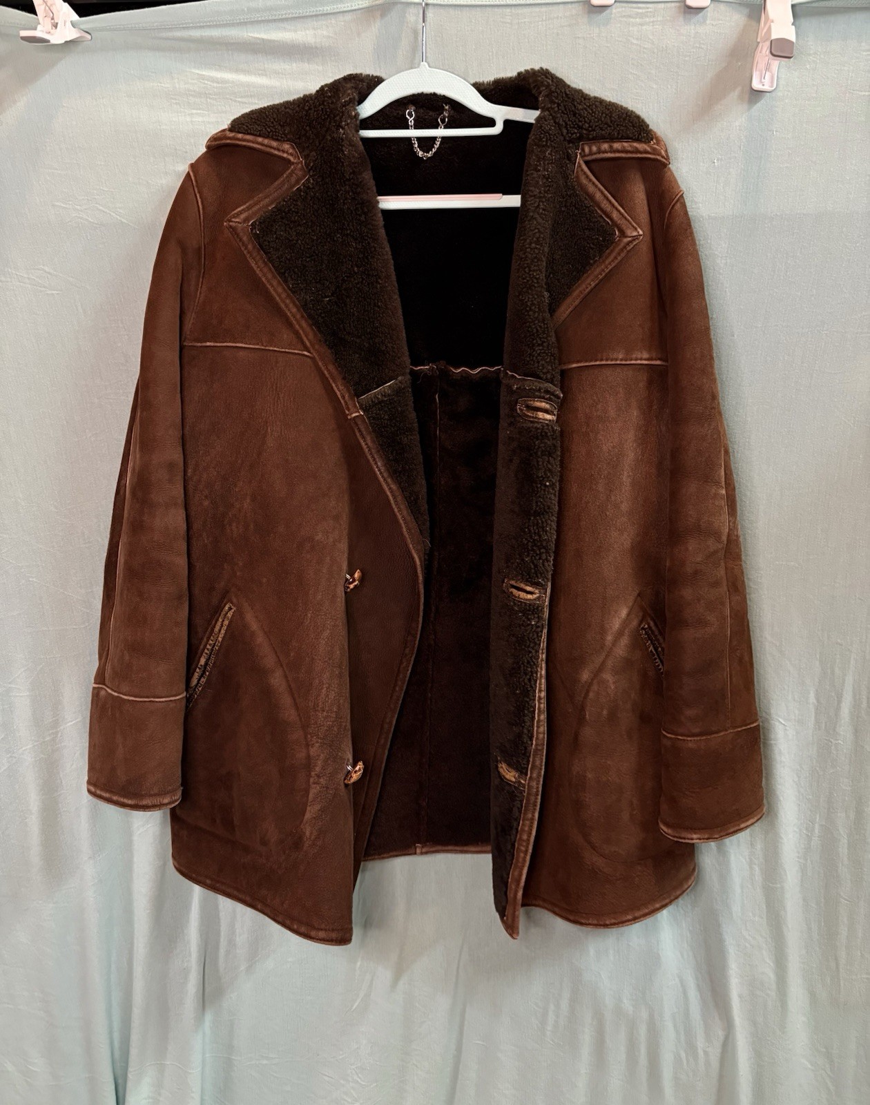 Vintage Baily’s of Glastonbury Sheepskin Shearling Coat Brown USA