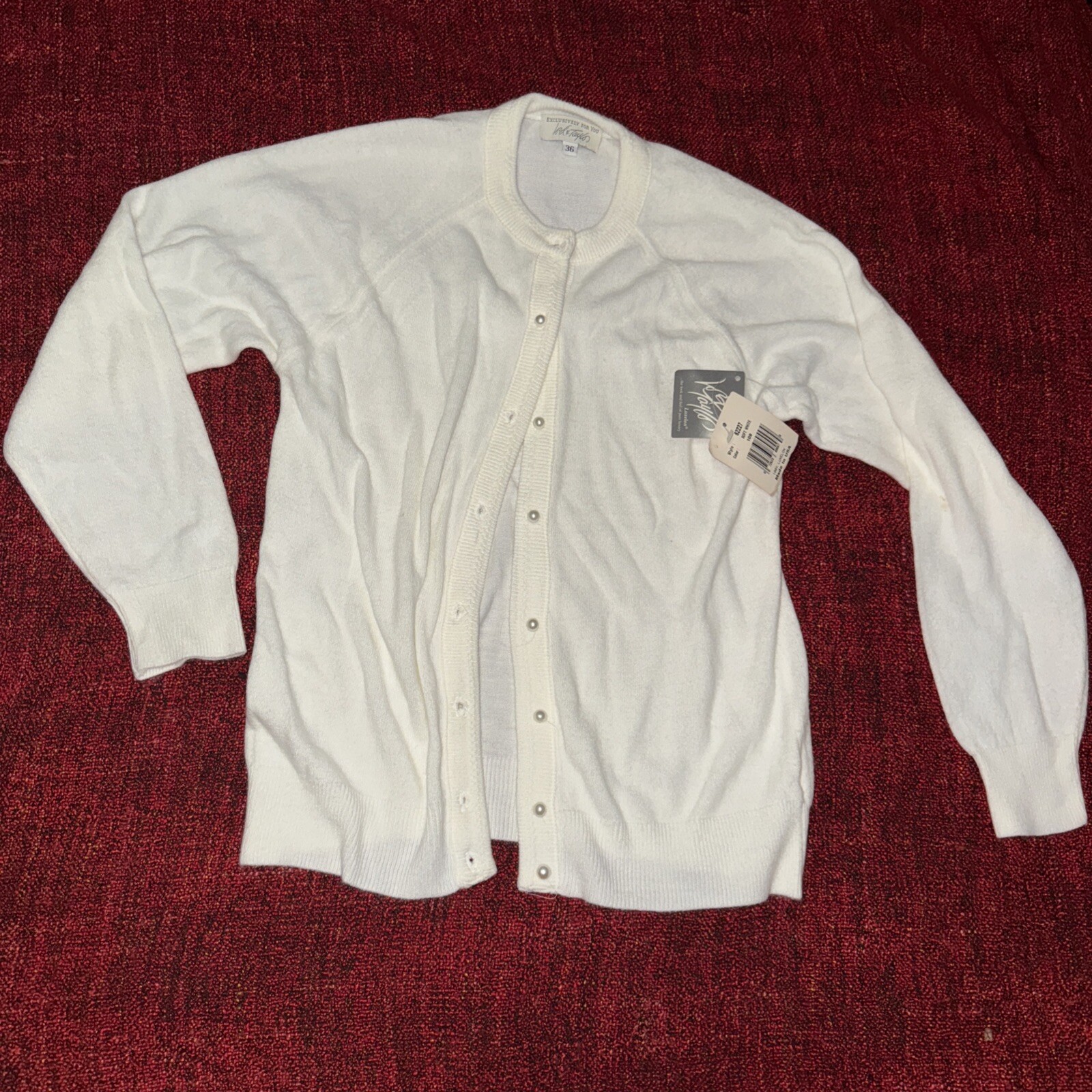 NWT Lord & Taylor Cardigan Sweater PS Ivory Pearl Button Lightweight Sz 36 USA