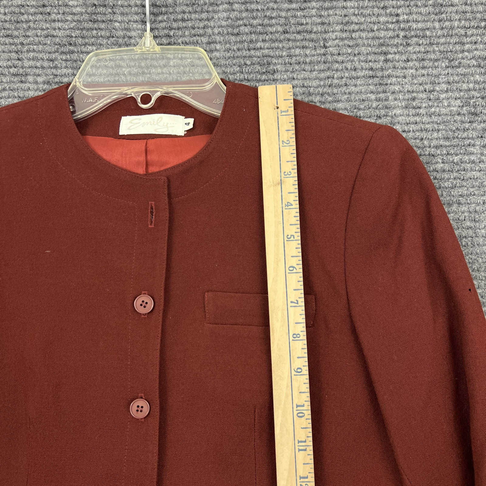 Vintage Emily Brand Womens Burgendy Blazer Size 4