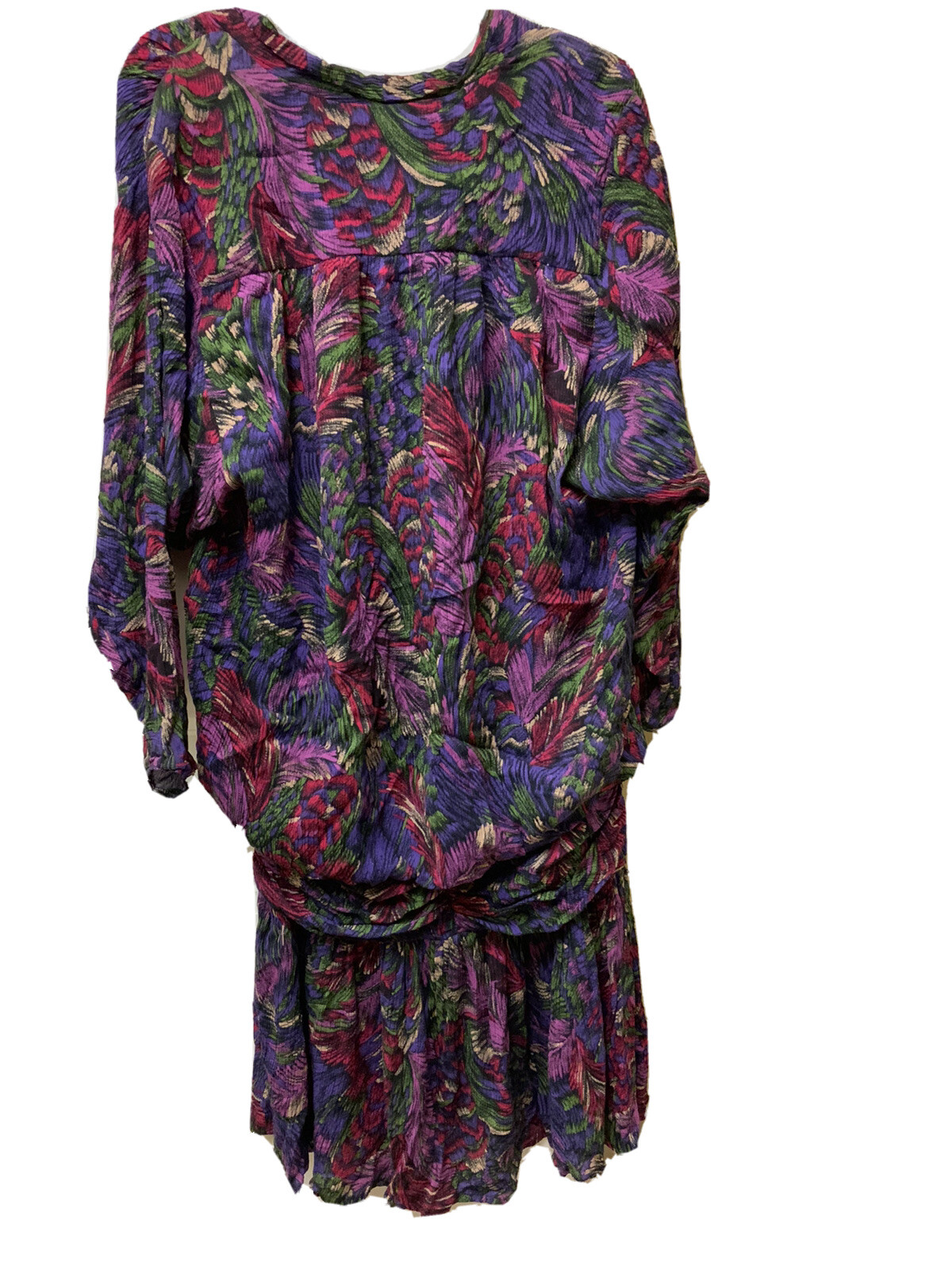 Vintage 1980s Vikki VI California Pink Purple Green Flowers Dress SZ 14W