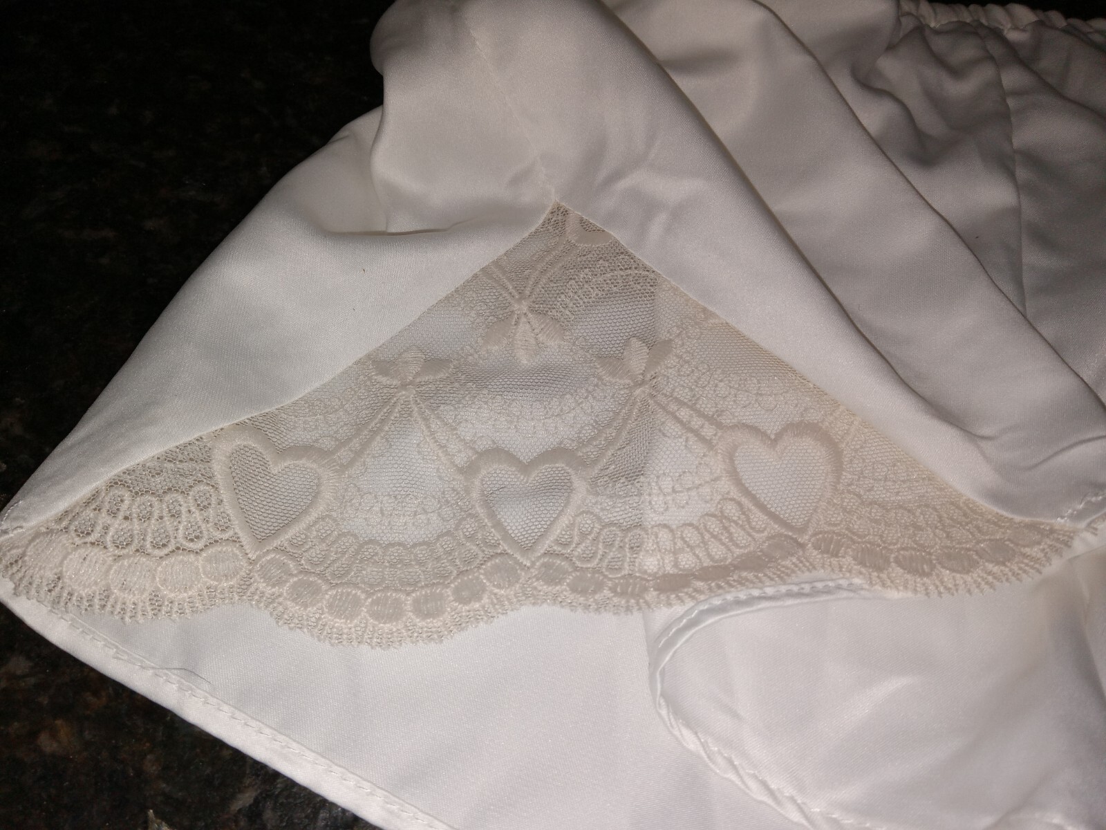 Vintage Silky White Tap Pants / Panties with Lace Detailing at Both Hips Size M