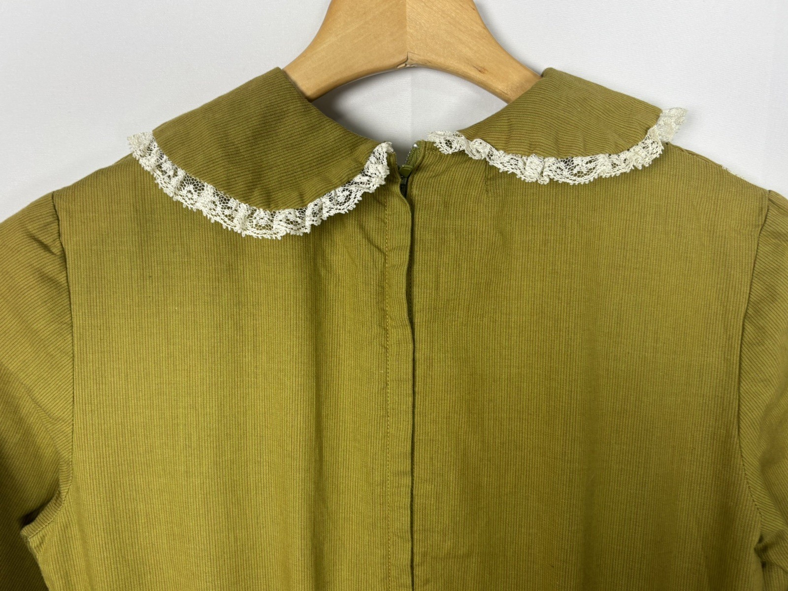 Vintage Boho Maxi Prairie Dress Olive Green Gunne Cottage Size Small/4