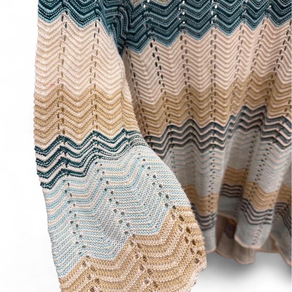 Roz & Ali Coastal Chevron Open Knit Cardigan Vintage Boho