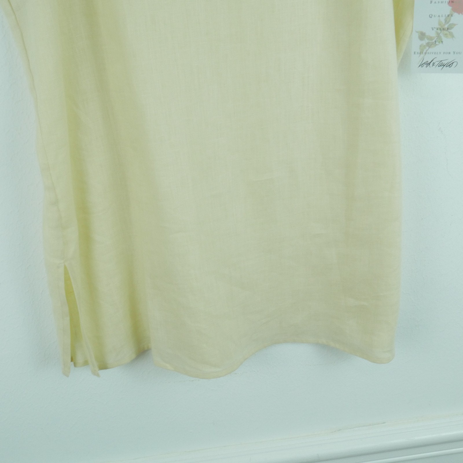 Vintage Large Tank Top 100% Linen Butter Yellow Pastel 90s Coastal Minimal NWT
