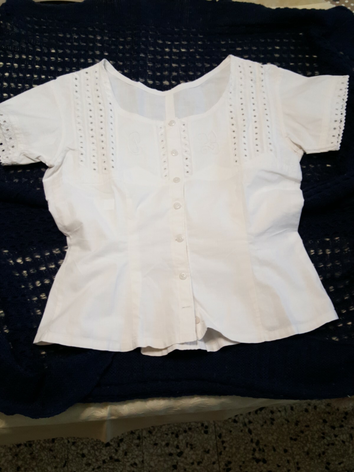 Antique Cotton Lace Blouse C.B. B25 (9) blouse shirt^