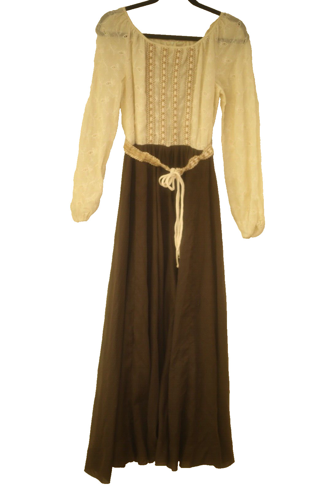 Vintage Jack Bryan Women’s Size Small? Prarie Dress Long Sleeve Brown Ivory