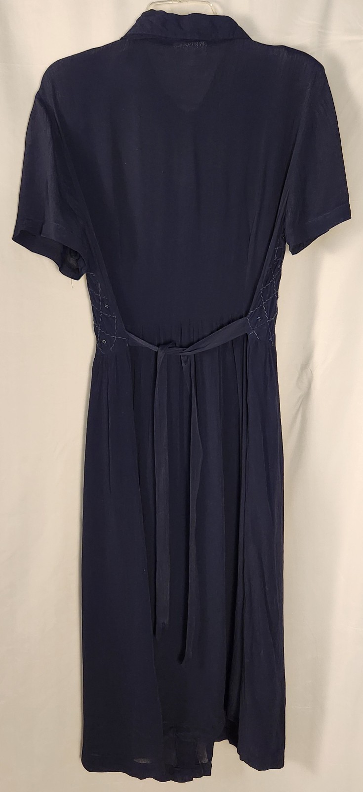 80s/90s Navy Nina Picallino Lattice Beaded Bodice Dress Classic/QuietLuxury M*