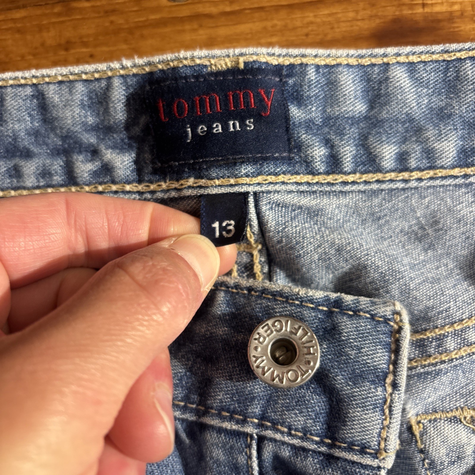 Tommy Jeans Button Fly Denim Womens 13 Junior (32×31) Blue Vintage Straight Leg