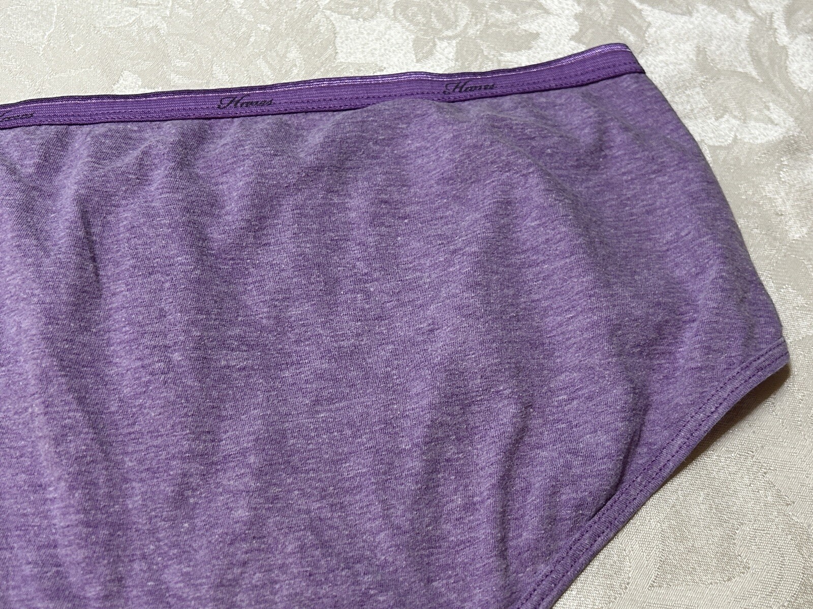 Vtg HANES Cotton Blend Signature Waistband 7/L Purple Heather Brief Panties