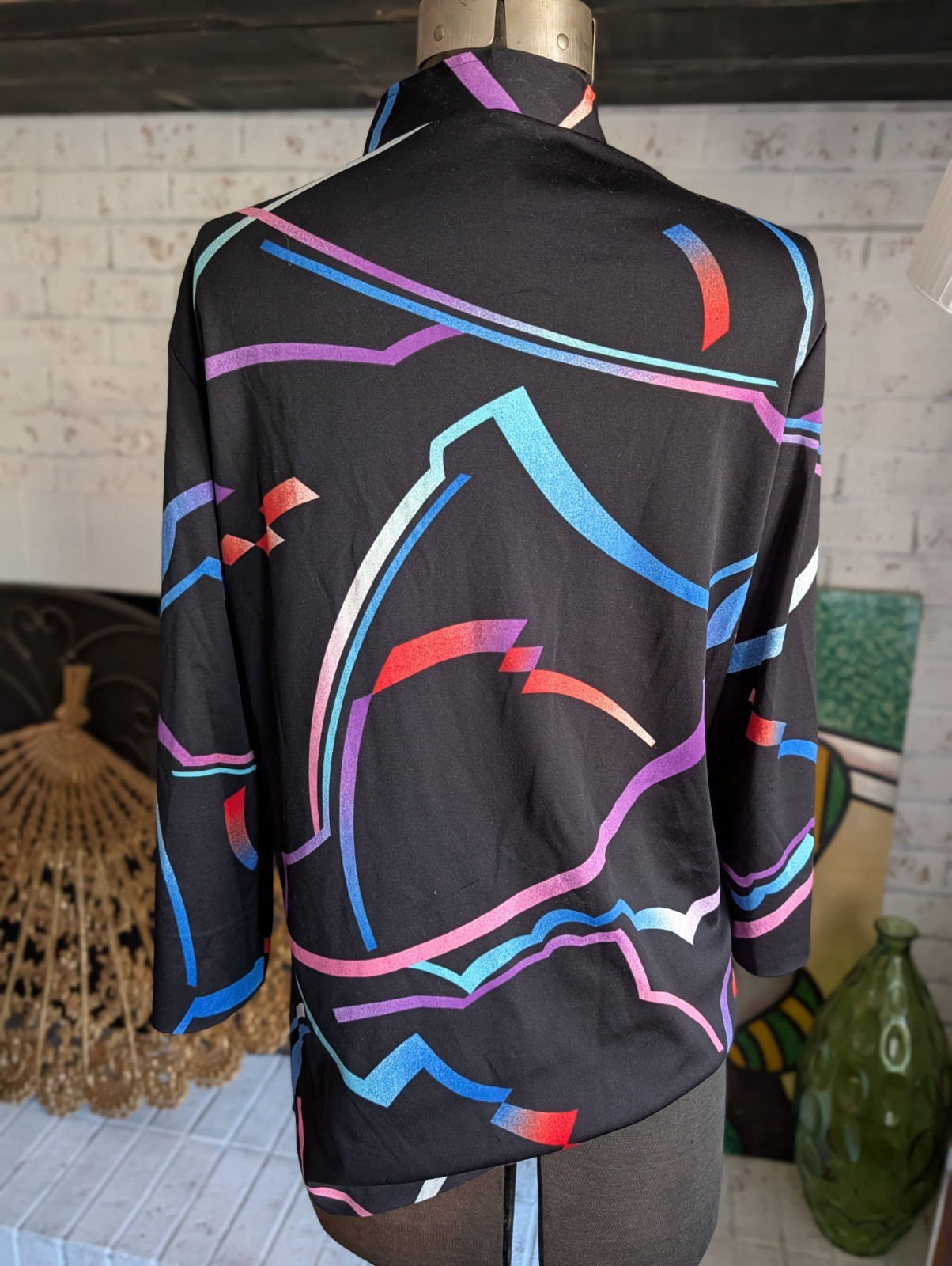 Funky Retro Blouse Mardi Modes Geometric Pattern 1970s
