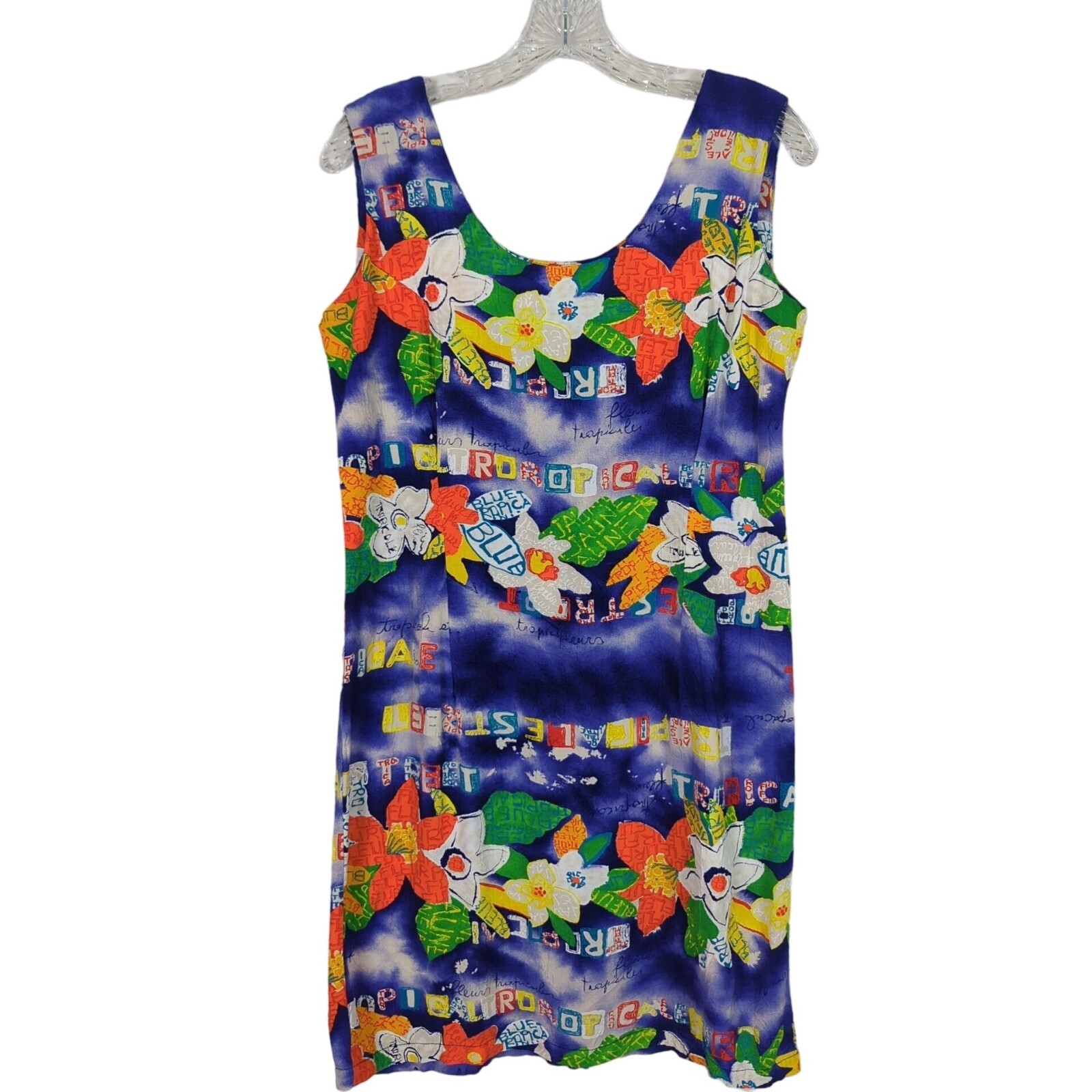 JAMS WORLD Mini dress Size 11 Multicolored blue Tropical floral Vintage