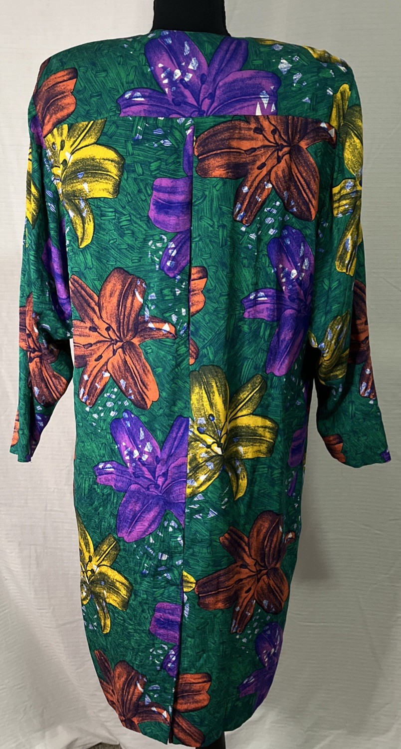 Vintage 1980’s Floral Dress Midi St. Gillian Orchid Loose Fit 10