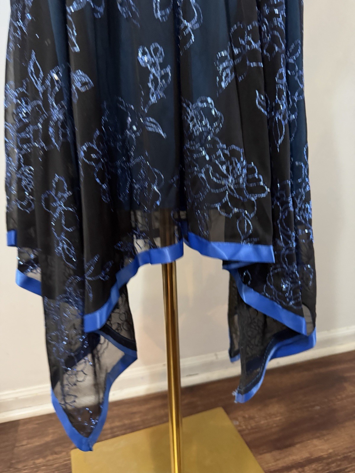 Vintage Y2K Taboo Black Halter Dress Glitter Blue Fairycore Prom Size XL
