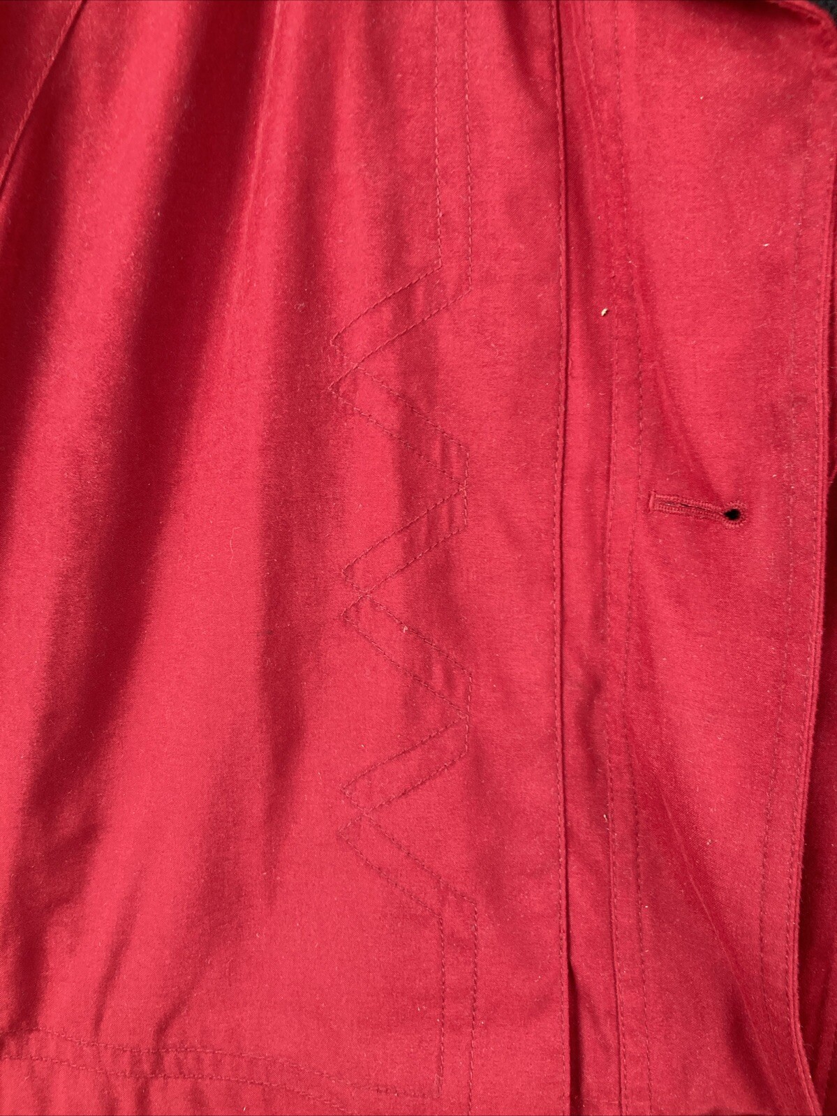 Vintage Gallery Women Size Small Red Mid Length Shoulder Pads Button Coat Jacket