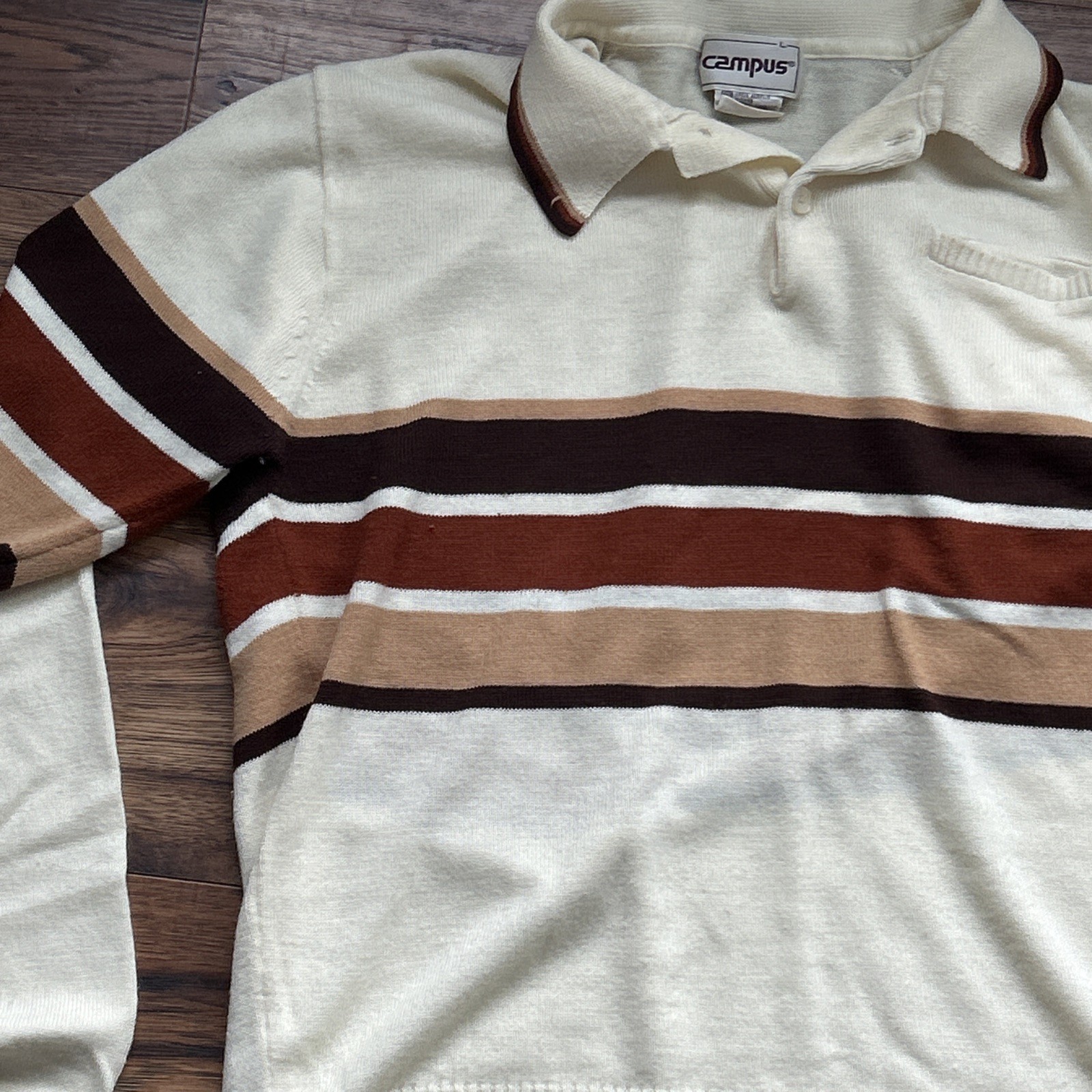 Vintage Campus 100% V Neck W/ Buttons Sweater Size Large