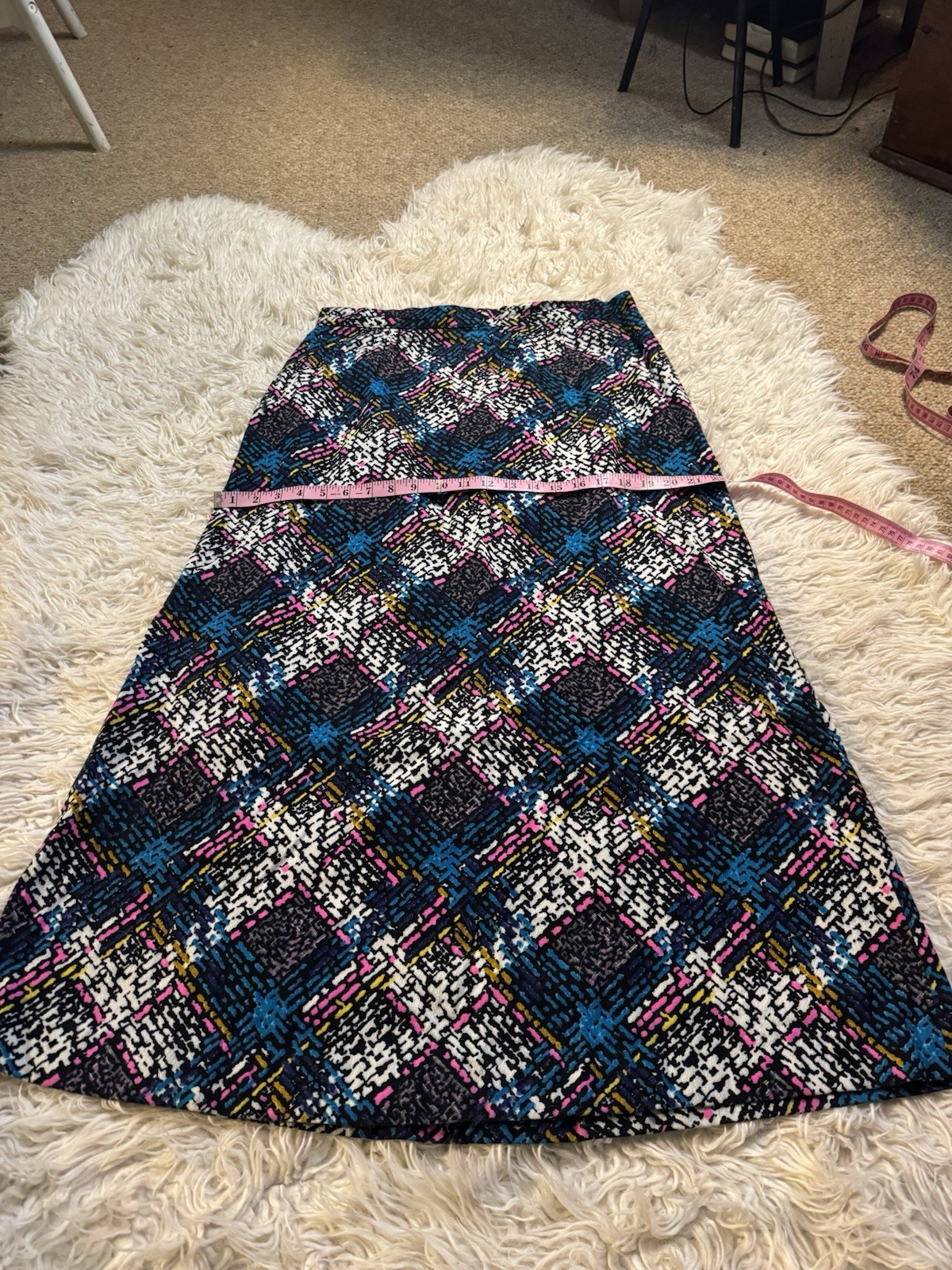 Vtg 60s Psychadelic Print A Line Maxi Skirt Geo Art Cotton Pop Art Broadcloth M