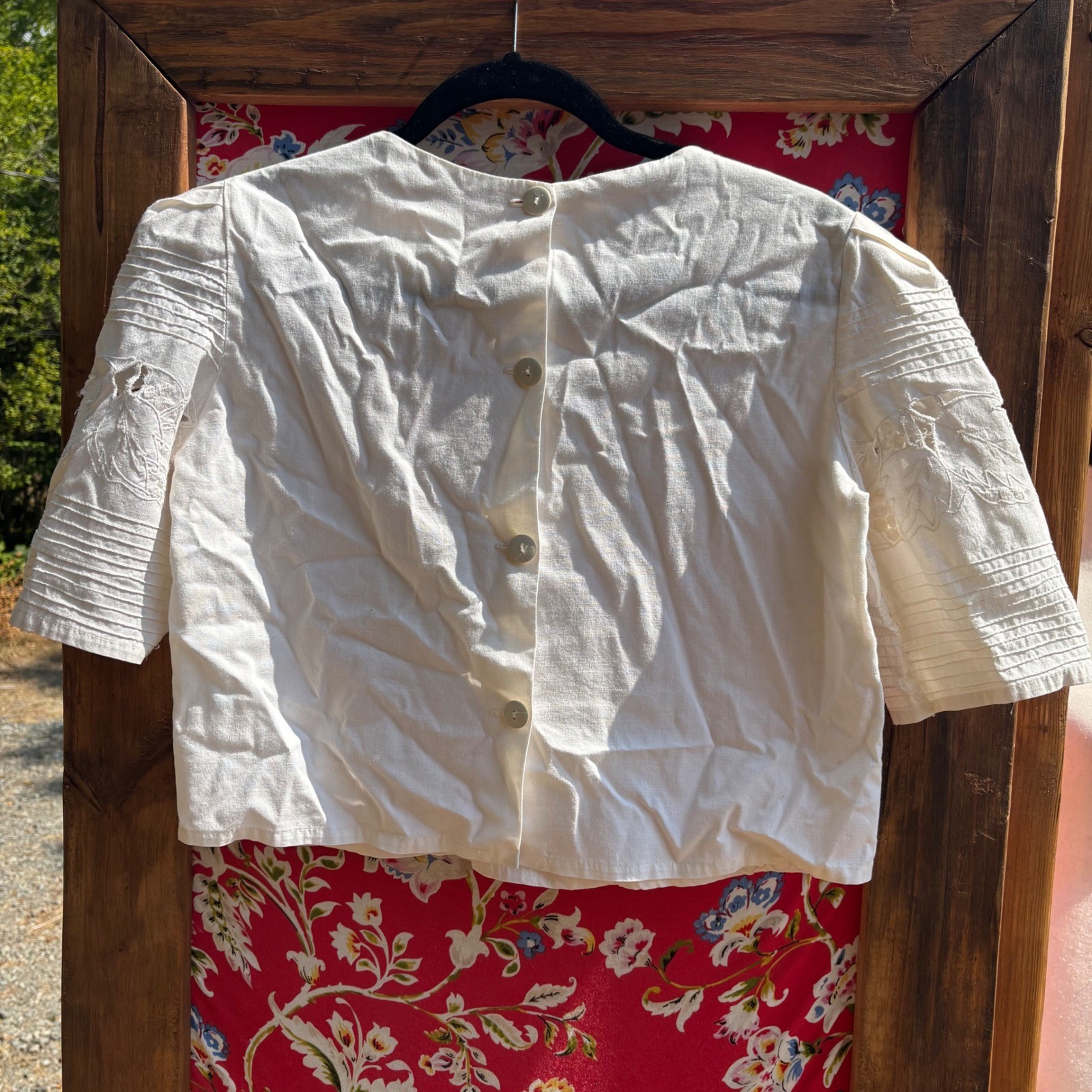 Vintage 2 Piece Ivory Whimsy Coastal Cowgirl Prairie Skirt+Blouse Set Size S-M