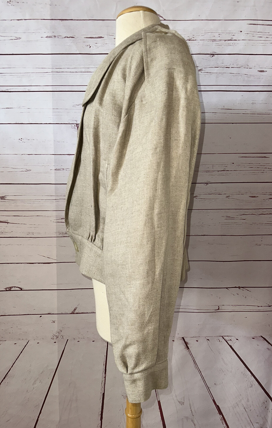 Vintage AMEN WARDY Made In France Size 42 Khaki Tan Knit Jacket 70s 80s Retro