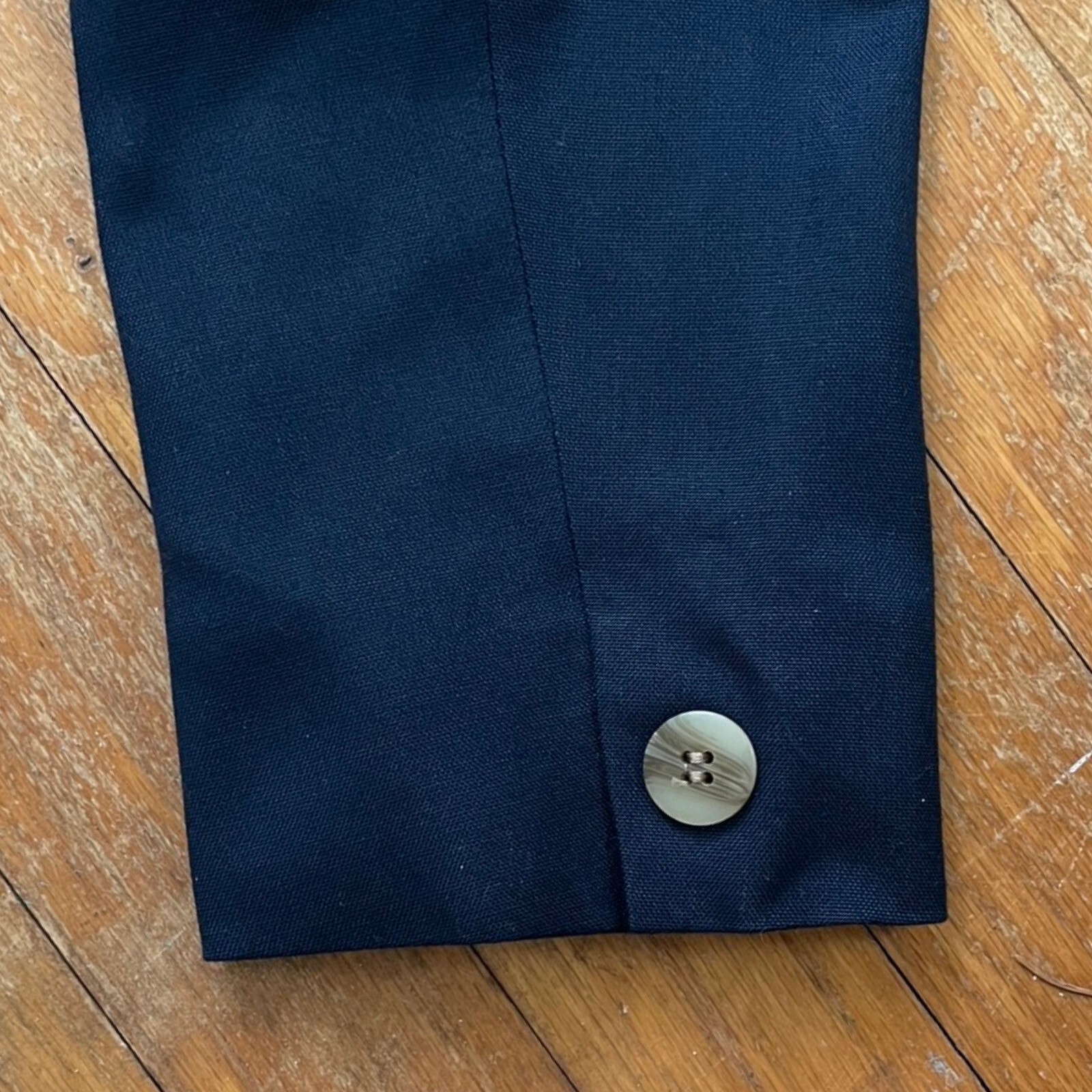 Vintage Double Breasted Blazer Size Small 80s Deep Blue Woven Rayon Sport Jacket