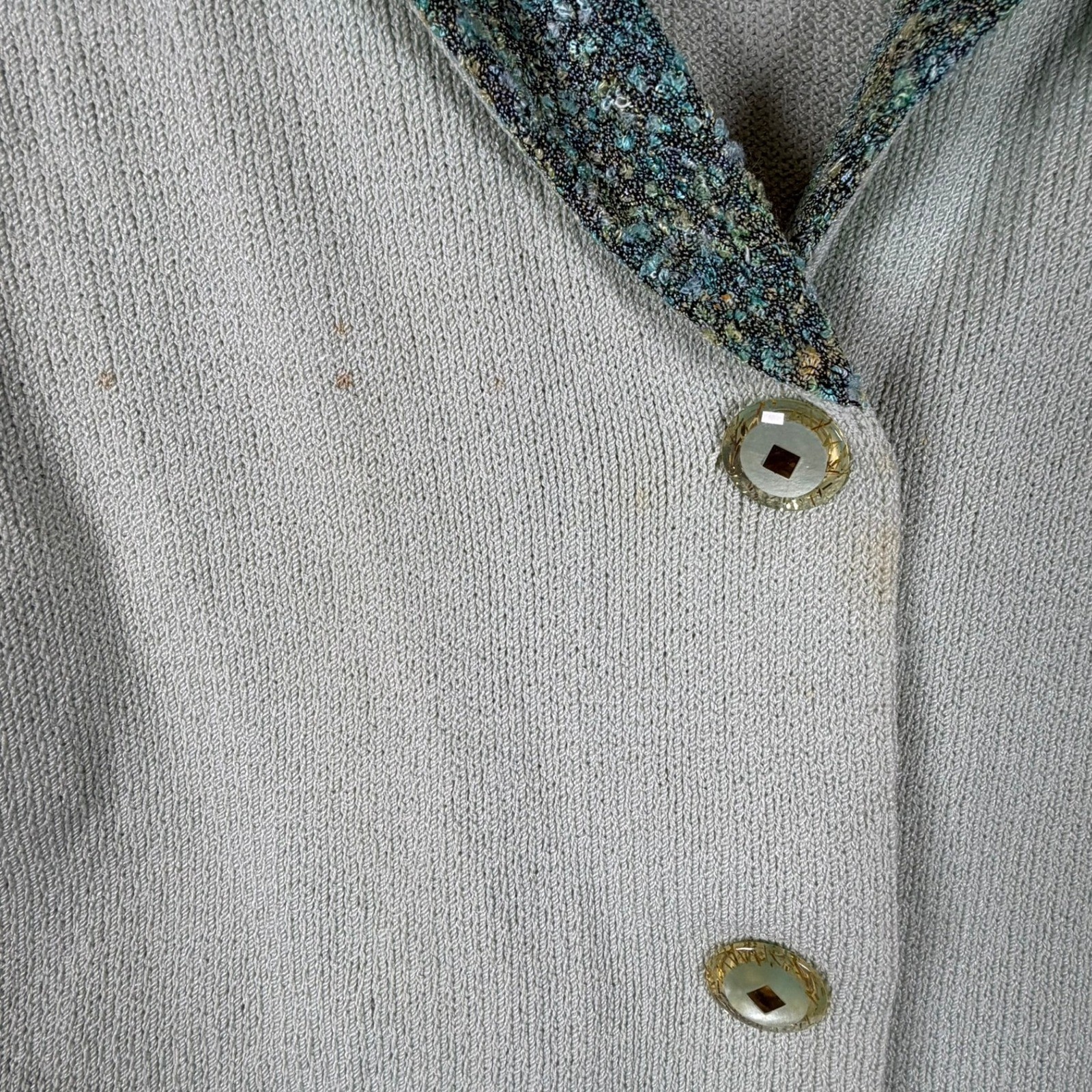 J.S.S. Vintage Mint Green Wool Blend Knit Skirt Set Petite Made in USA Cardigan