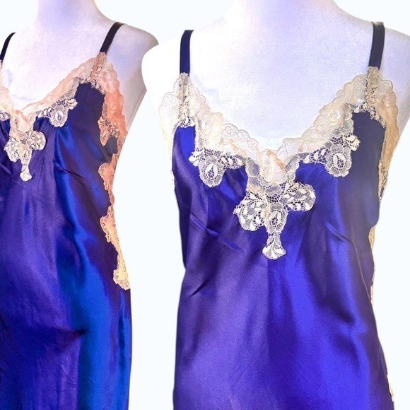 ✨ VINTAGE 90s JONES NEW YORK ELECTRIC BLUE SLIP DRESS M✨