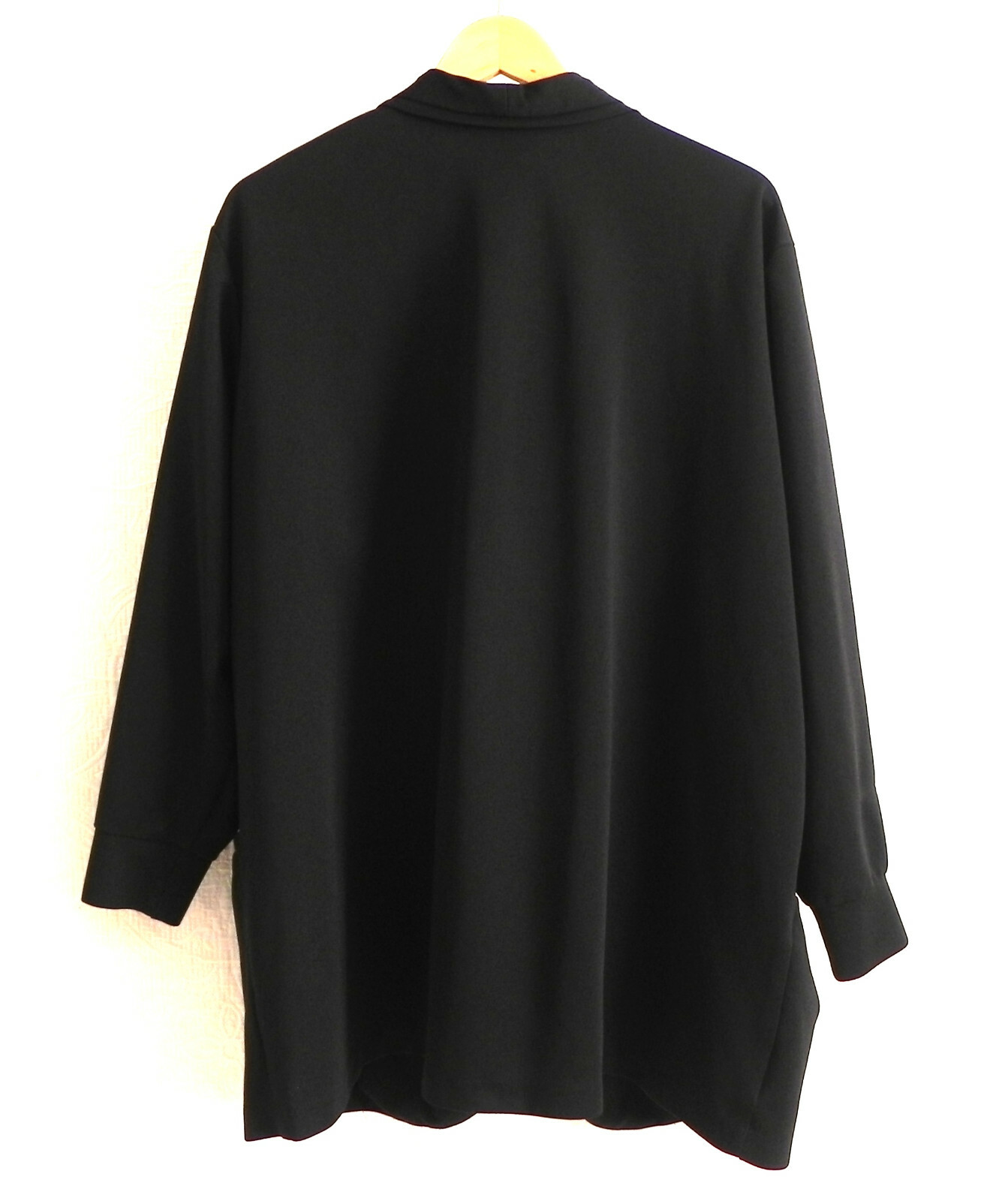 Vtg Kensington Square Duster Open Black Long Sleeve Comfort Pockets Size PXL