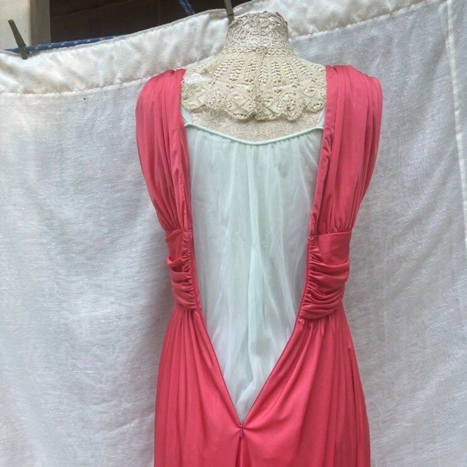 1970s Marita by Anthony Muto Coral Pink Gown S
