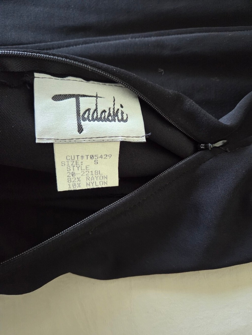 Vintage Tadashi Shoji Black Long Sleeve Mesh Gown with Crystal Accents Small