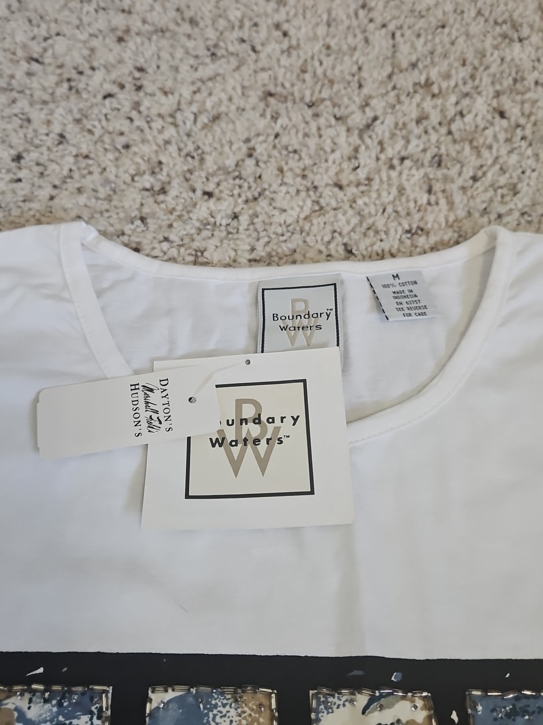 Vtg Rare New With Tags Boundary Waters Women’s Art Geometric Beaded Shirt Medium