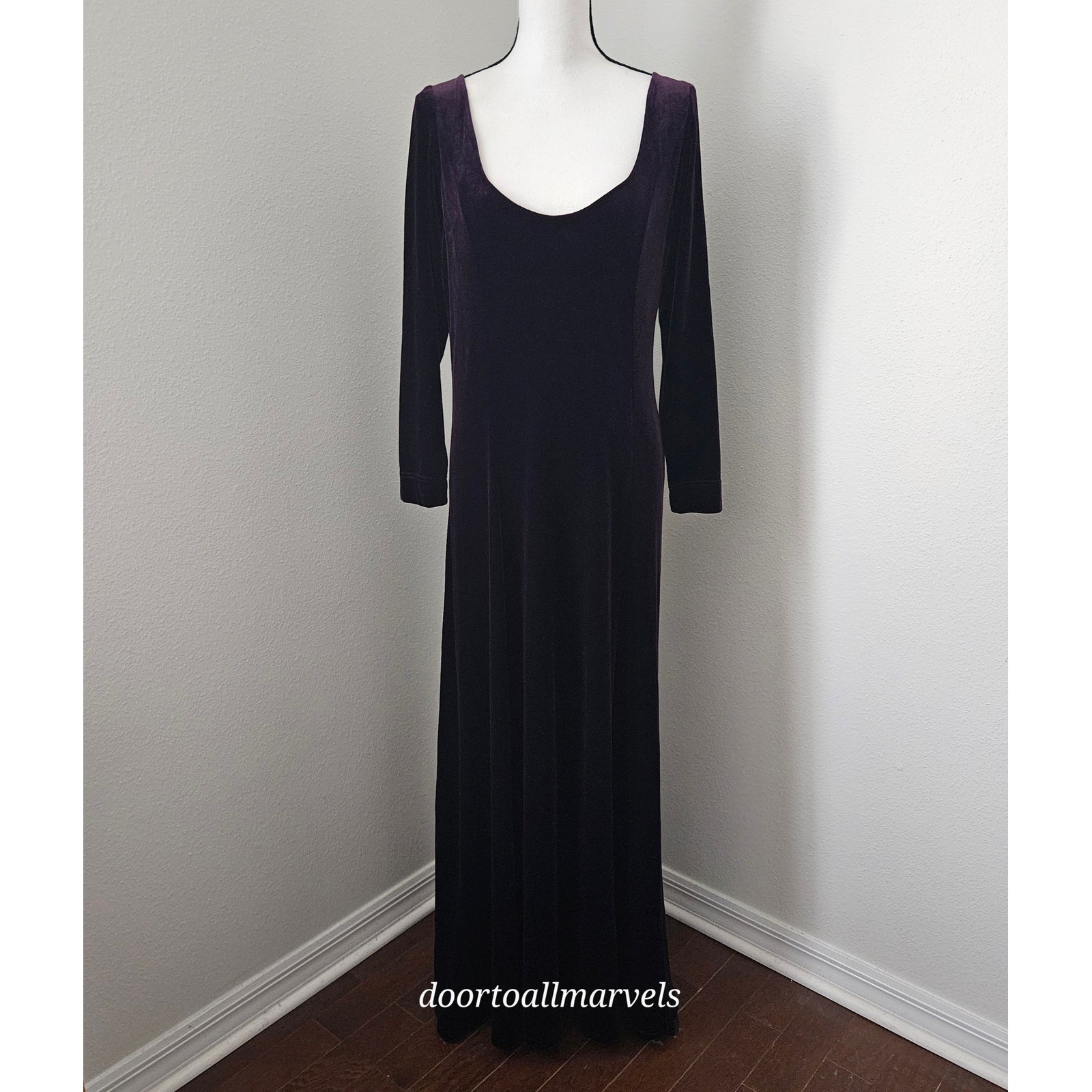 VTG Bruno Duluc Kush Velvet Maxi Dress Purple sz L? Renfest Whimsigoth Romantic