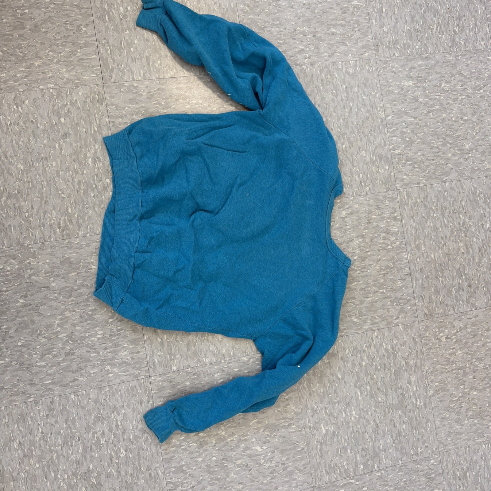 Vintage USA 1980s Teal Crewneck Sweater Crop Top Size L THC Tape Head Co.
