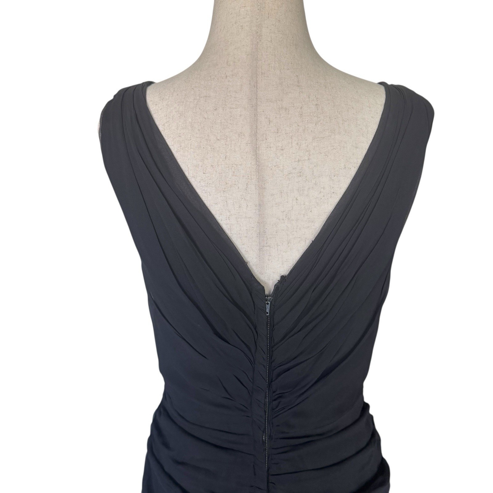 Vintage 50s 60s Black Chiffon Sleeveless Evening Cocktail Wiggle Dress Dessés S