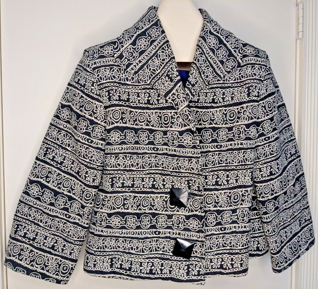 Vintage Painted Pony Medium Western Rodeo Cropped Black White Jacket Blazer