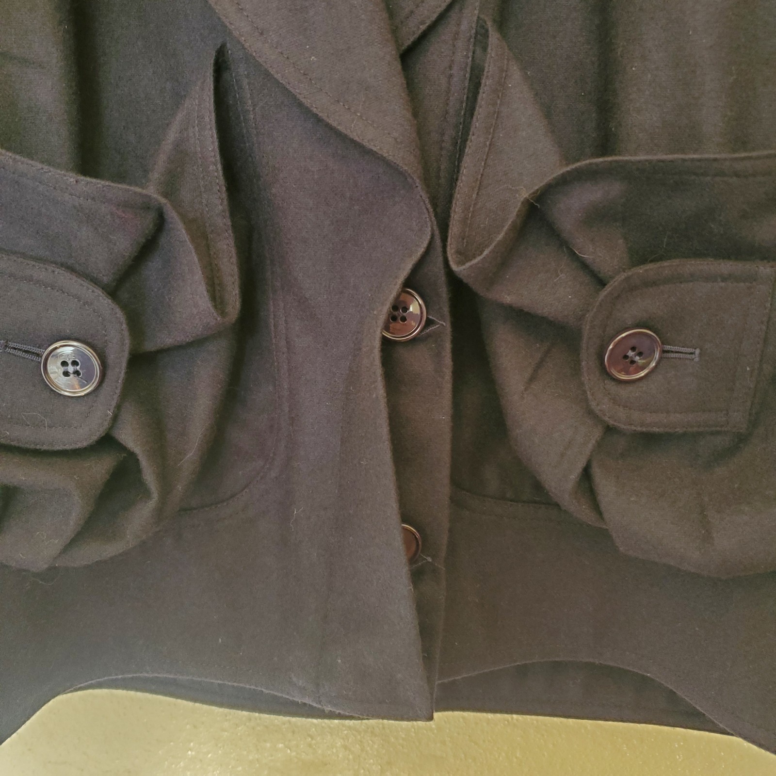 Vintage Touche Italy Navy Wool Cashmere Blend Shawl Collar Pocket Jacket Size 42