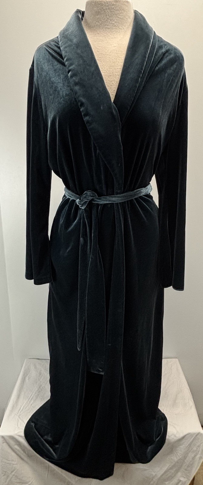 Vtg Diamond Tea Velour Velvet Robe Sz Medium Women’s Teal Canada Union Made