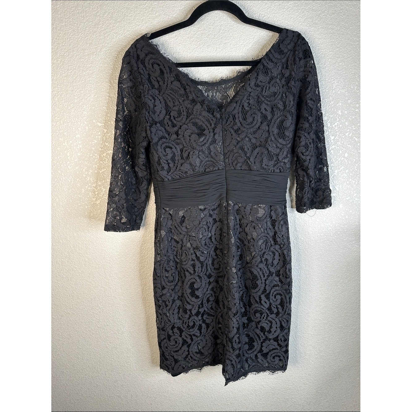 Unique Vintage Black Lace Classic Special Occasion Wedding Minimalist Dress Sz L