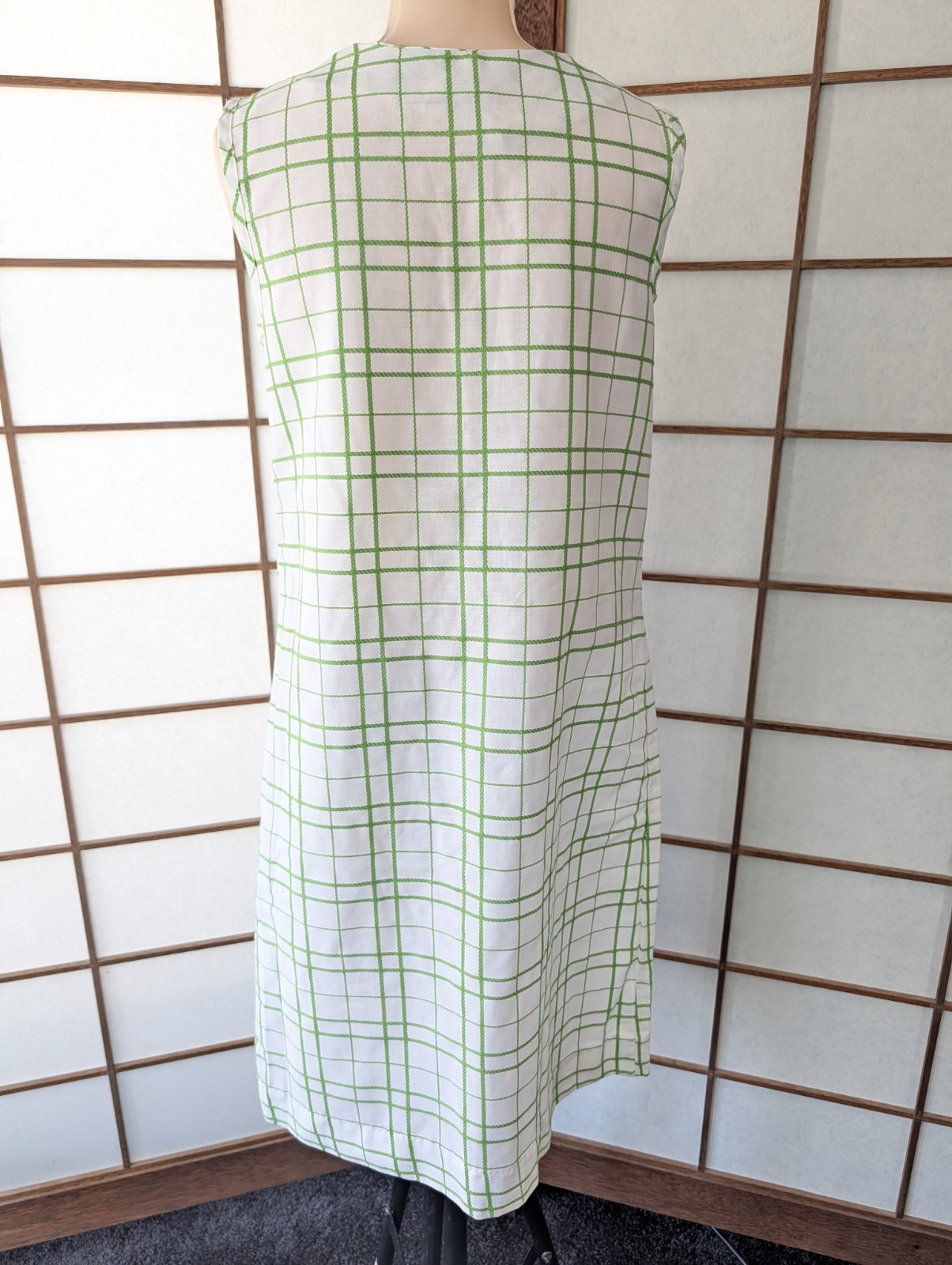 Vtg 1970s A-Line Shift Day Dress Light Weight NWOT Size M/L Mod Plaid Sleeveless