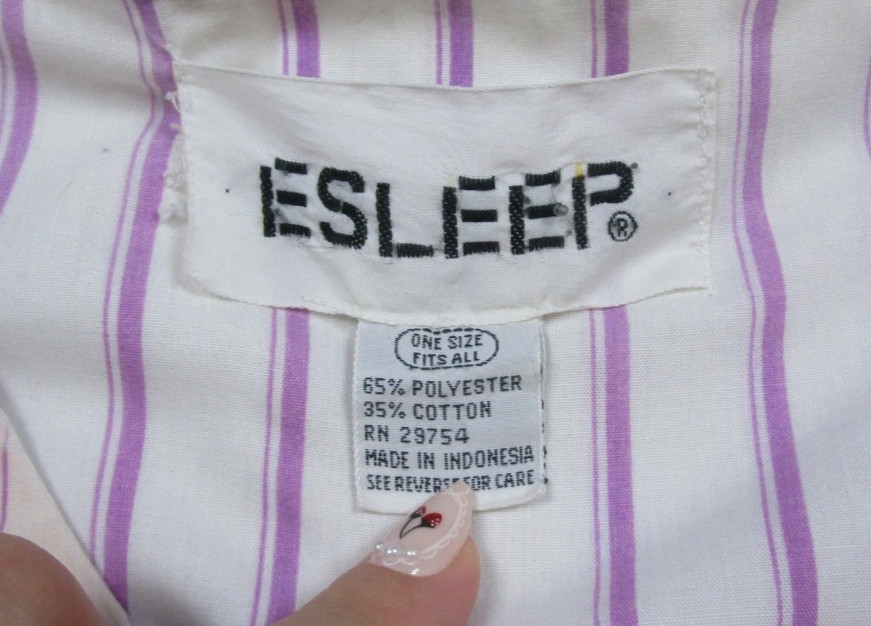 Vintage 80s ESLEEP Nightgown Striped Baseball Ballpark Nightgown 1988