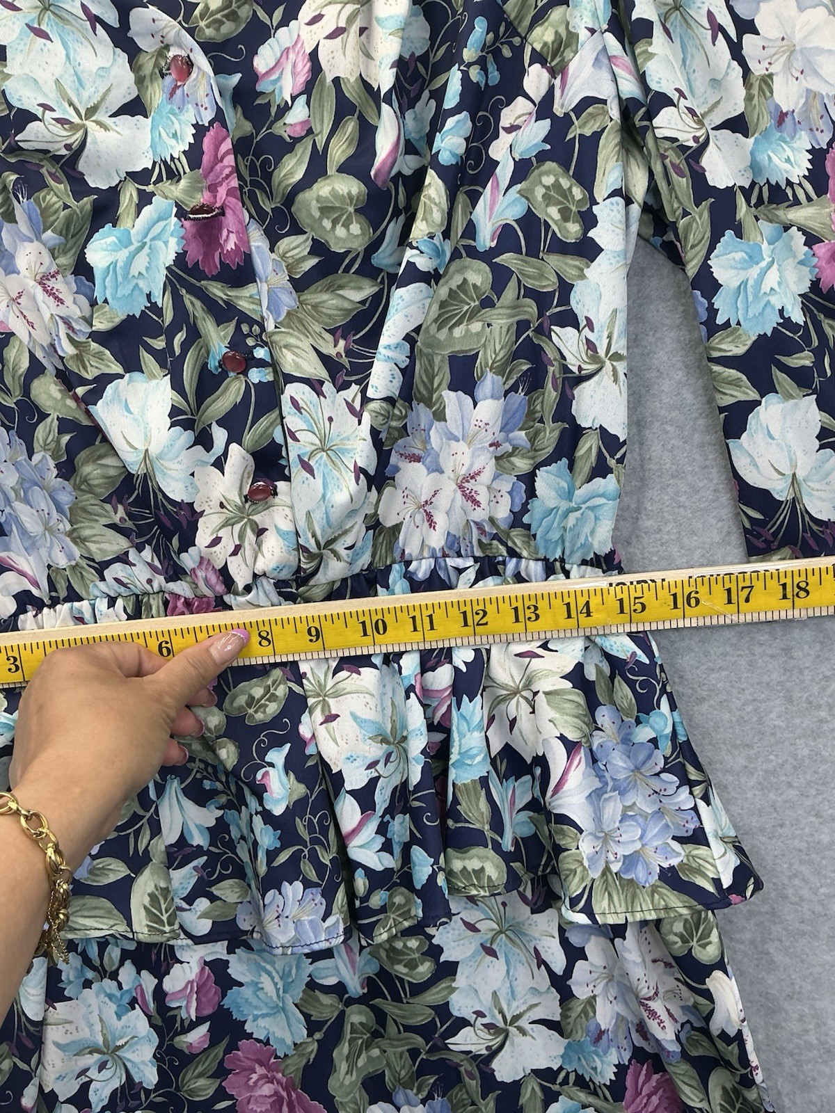 Vintage 80s Whirlaway Floral Peplum Dress Women’s 12P Petite 12 Colorful Midi