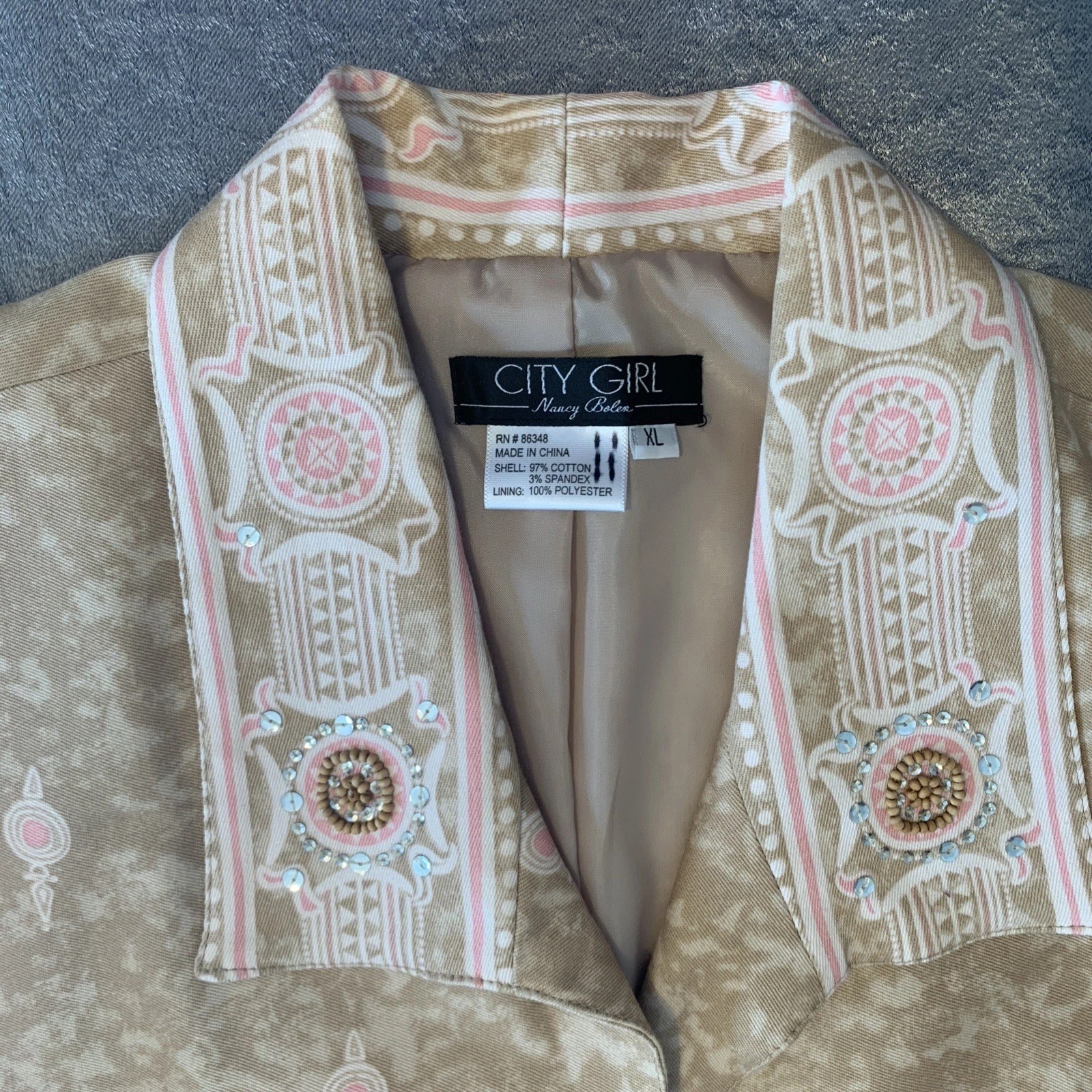 90s City Girl Nancy Bolen Skirt Suit Pink Cottage Pattern Mixing Animal Print XL